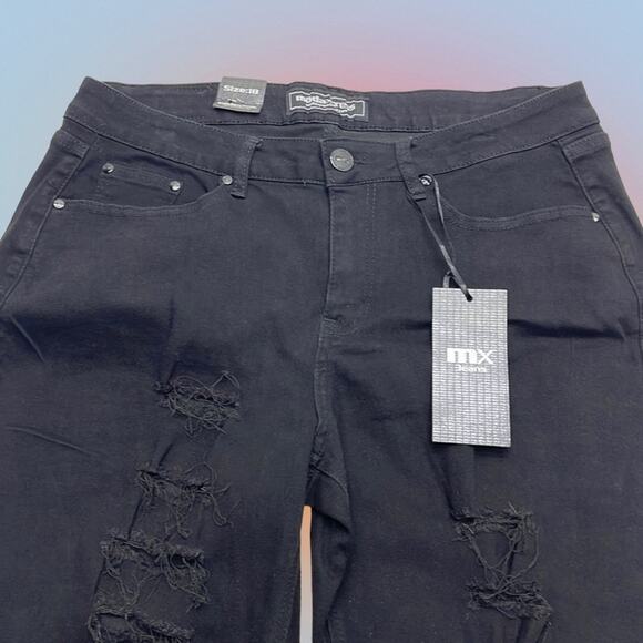 MODA EXPRESS Women’s 18 Distressed Black Jeans - Picture 1 of 3
